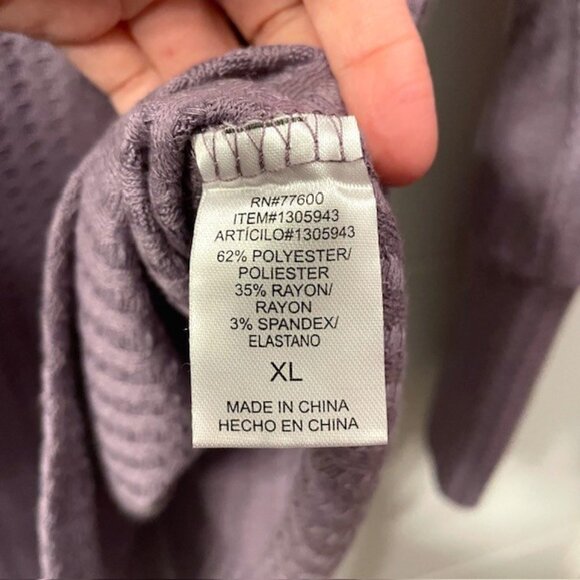 Chaser Waffle Knit Thermal Long Sleeve Top Purple Size XL - Picture 10 of 13